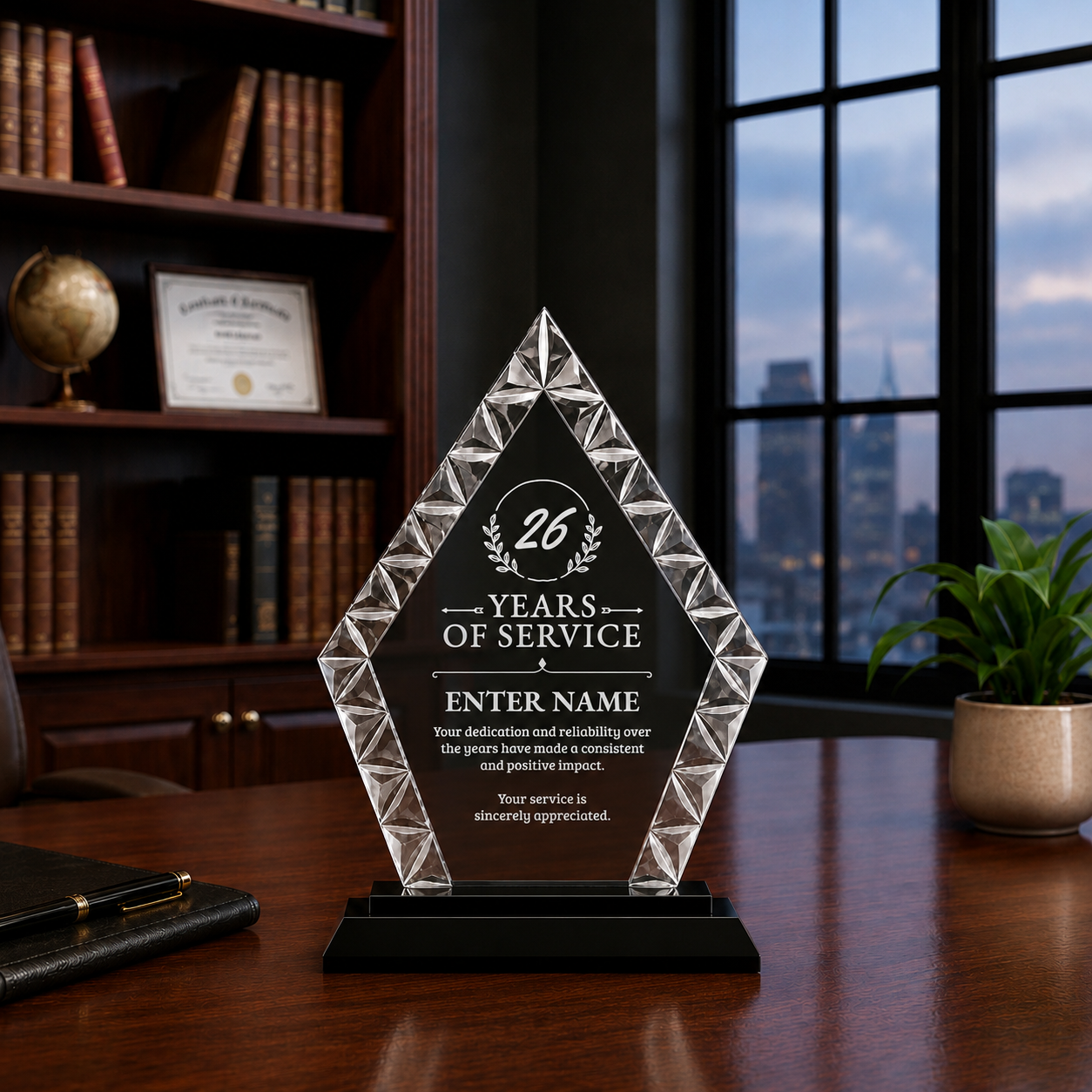 Long Service Awards - Diamond Accent Glass Awards - Personalize Online – Choose From 5 Designs
