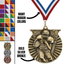 2" Victory Football Medal – Gold, Silver & Bronze with Custom Ribbons in 30 Colors