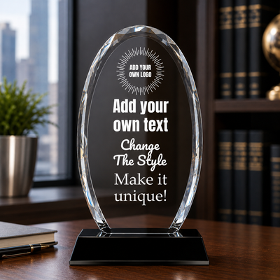 Design Your Own Optical Crystal Glass Oval Facet Award