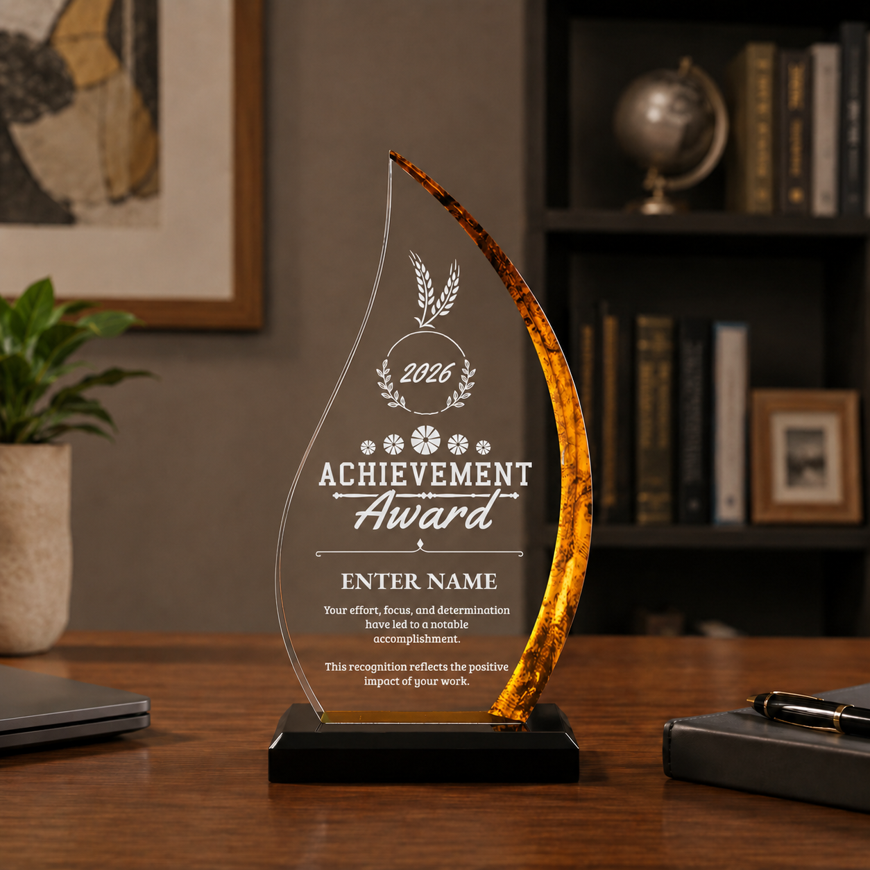 Achievement Awards - Acrylic Gold Flame Awards - Personalize Online – Choose From 5 Designs