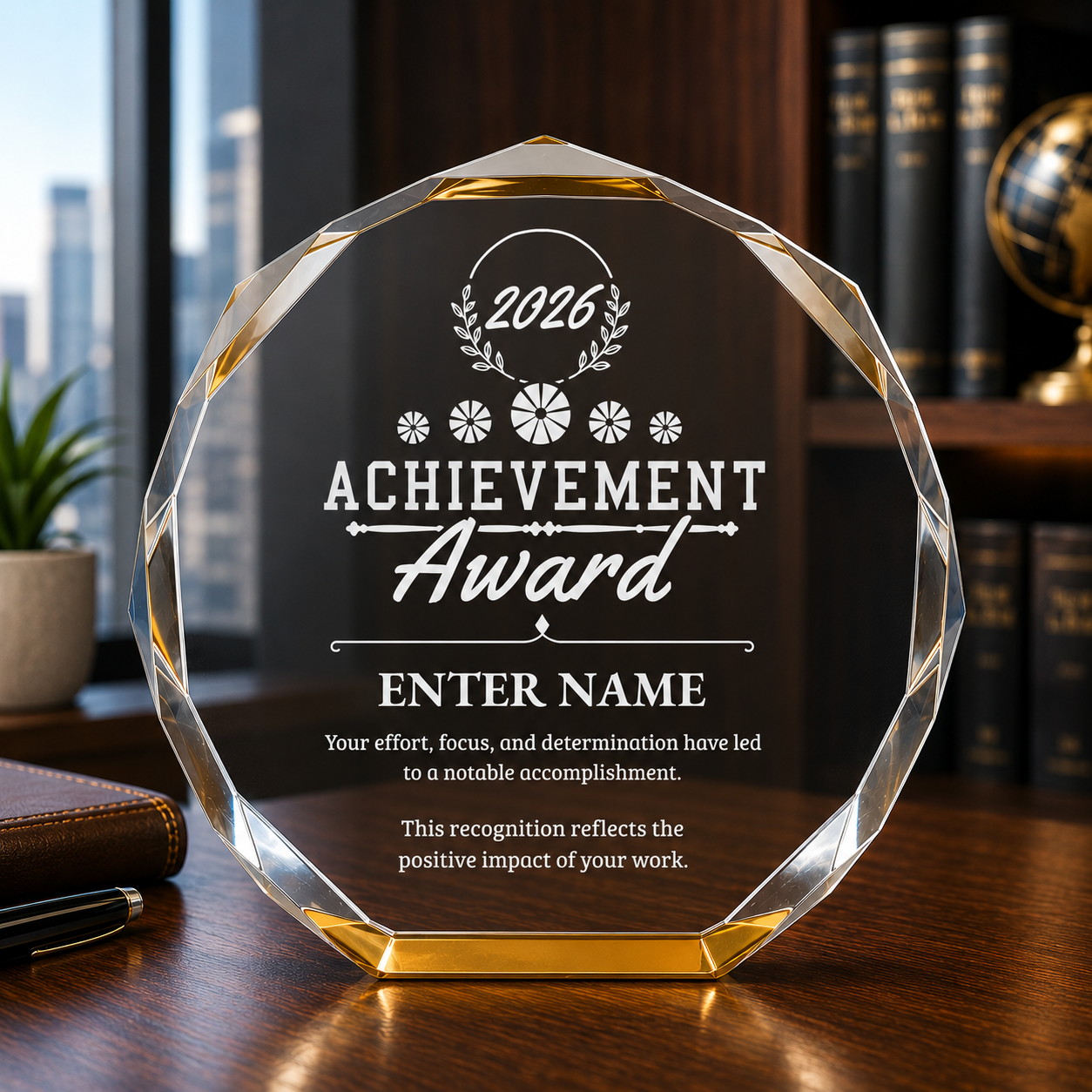 Achievement Awards - Gold Octagon Acrylic Awards - Personalize Online – Choose From 5 Designs