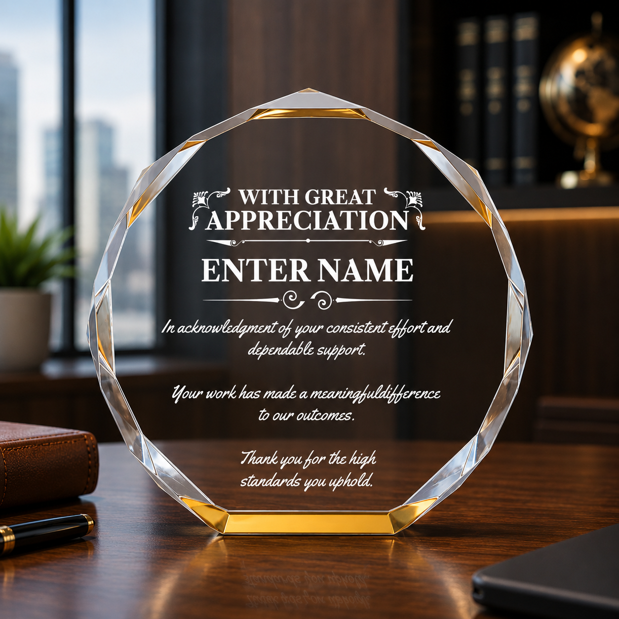 Appreciation Awards - Gold Octagon Acrylic Awards - Personalize Online – Choose From 5 Designs