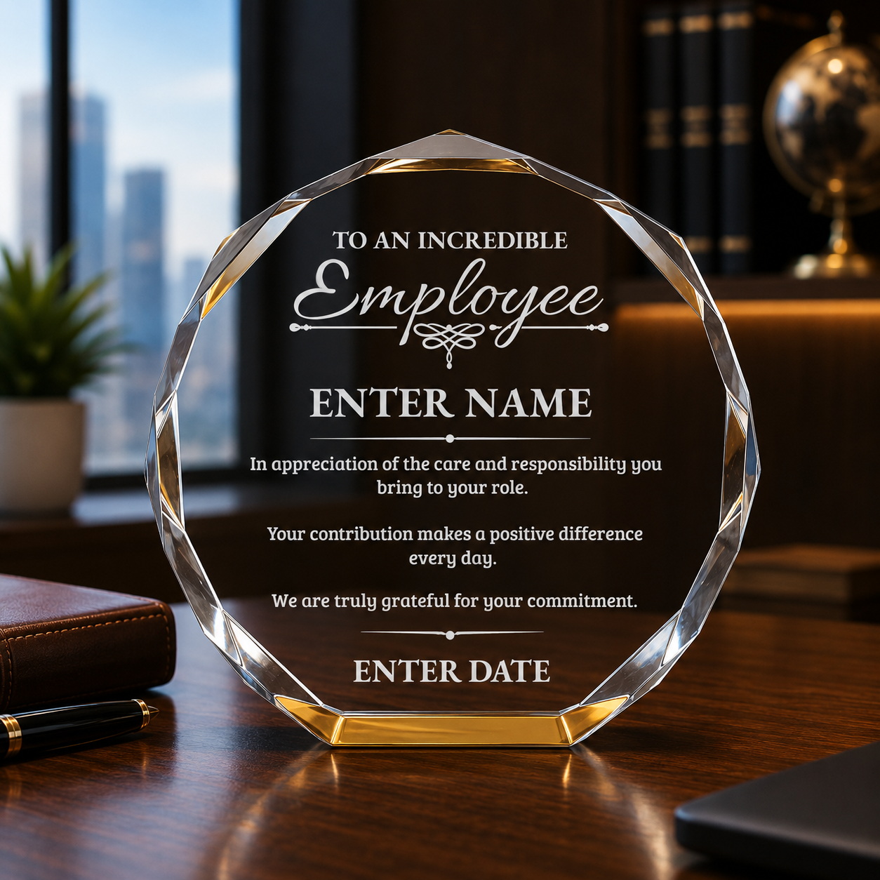 Employee Appreciation Awards - Gold Octagon Acrylic Awards - Personalize Online – Choose From 5 Designs