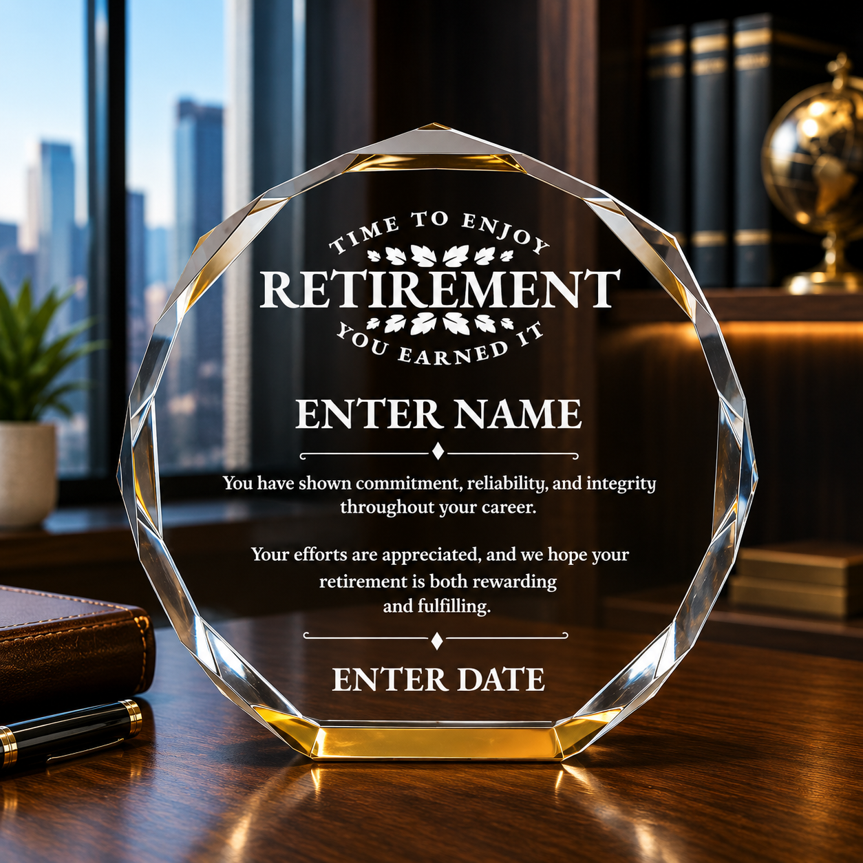 Retirement Awards - Gold Octagon Acrylic Awards - Personalize Online – Choose From 5 Designs