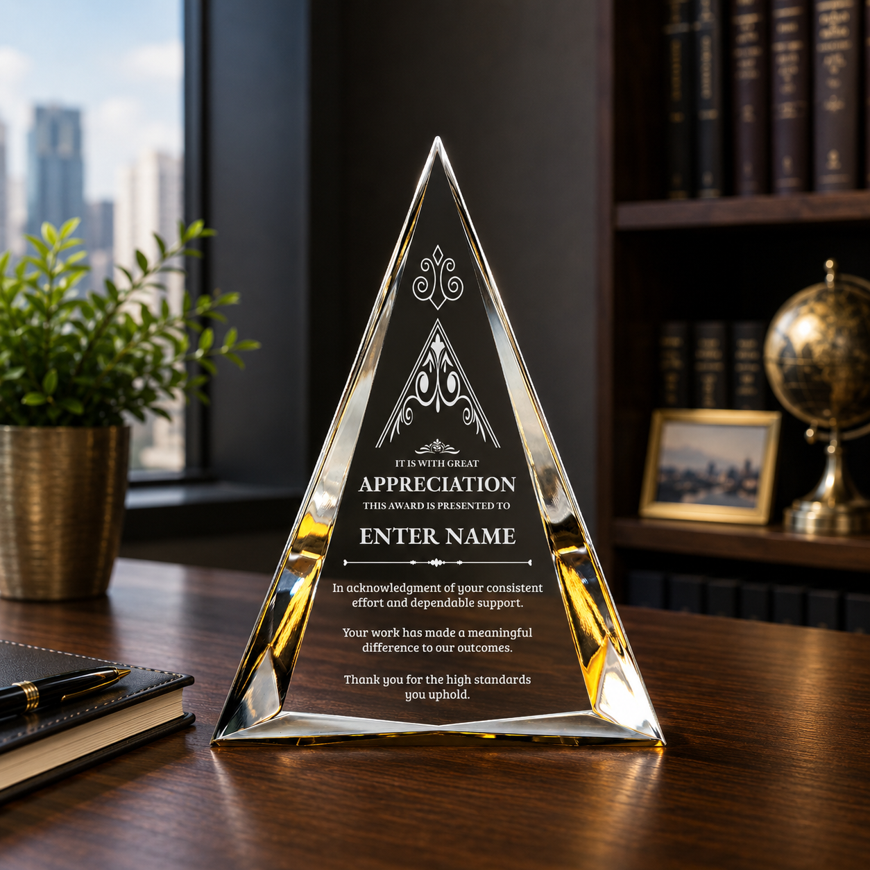 Appreciation Awards - Gold Pinnacle Acrylic Awards - Personalize Online – Choose From 5 Designs