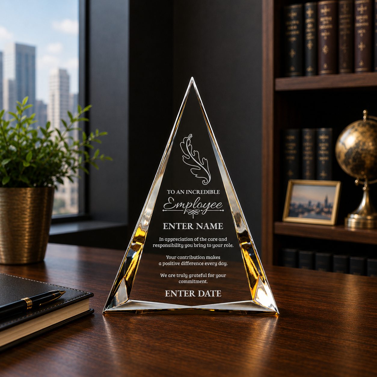 Employee Appreciation Awards - Gold Pinnacle Acrylic Awards - Personalize Online – Choose From 5 Designs