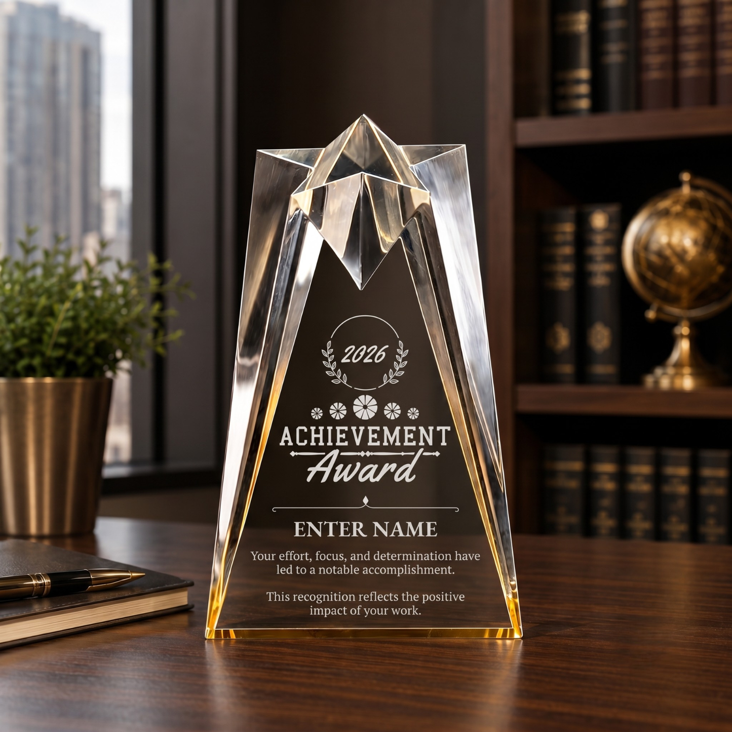 Achievement Awards - Gold Sculpted Star Acrylic Awards - Personalize Online – Choose From 5 Designs
