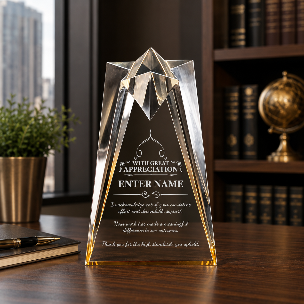 Appreciation Awards - Gold Sculpted Star Acrylic Awards - Personalize Online – Choose From 5 Designs