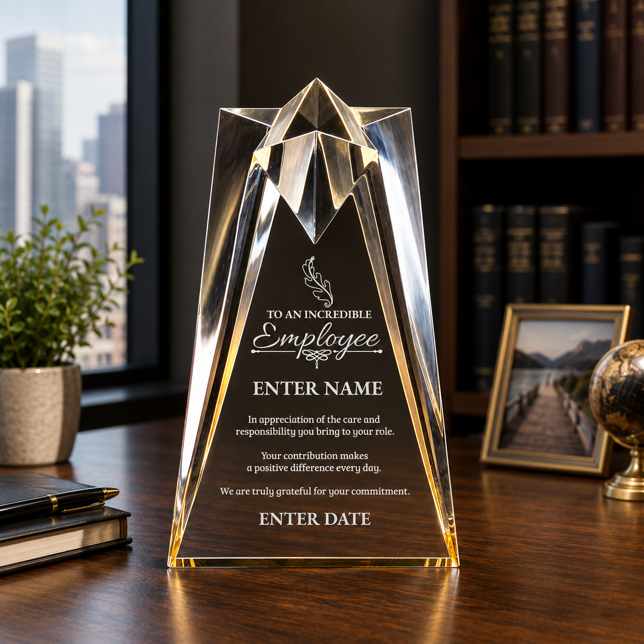 Employee Appreciation Awards - Gold Sculpted Star Acrylic Awards - Personalize Online – Choose From 5 Designs
