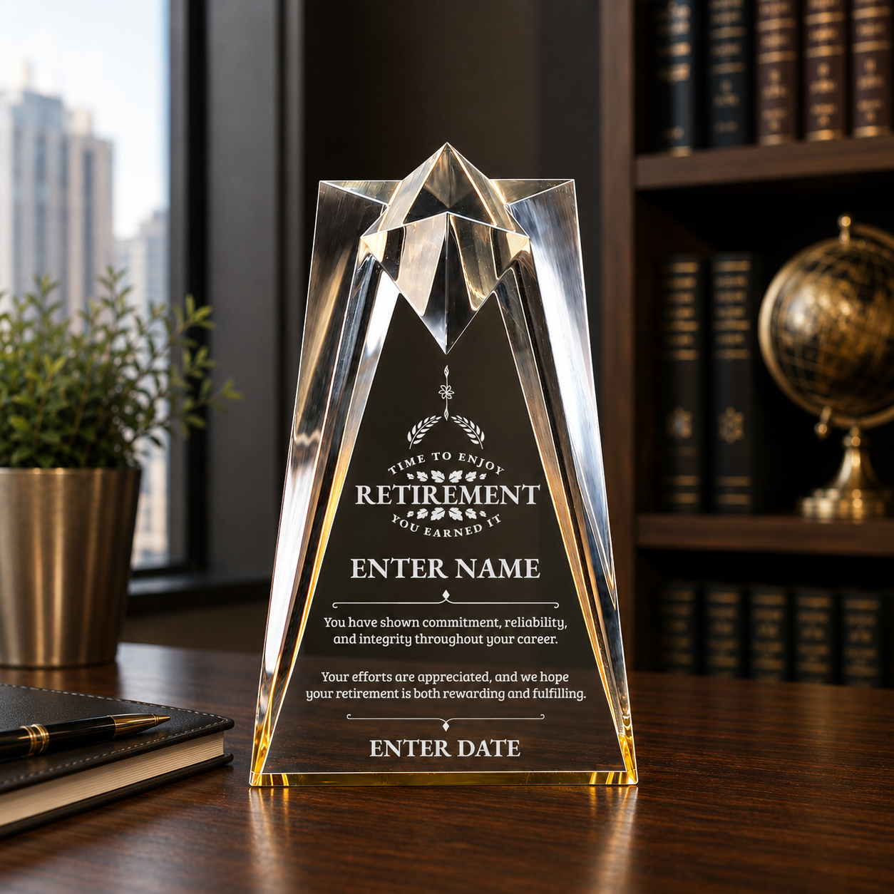 Retirement Awards - Gold Sculpted Star Acrylic Awards - Personalize Online – Choose From 5 Designs