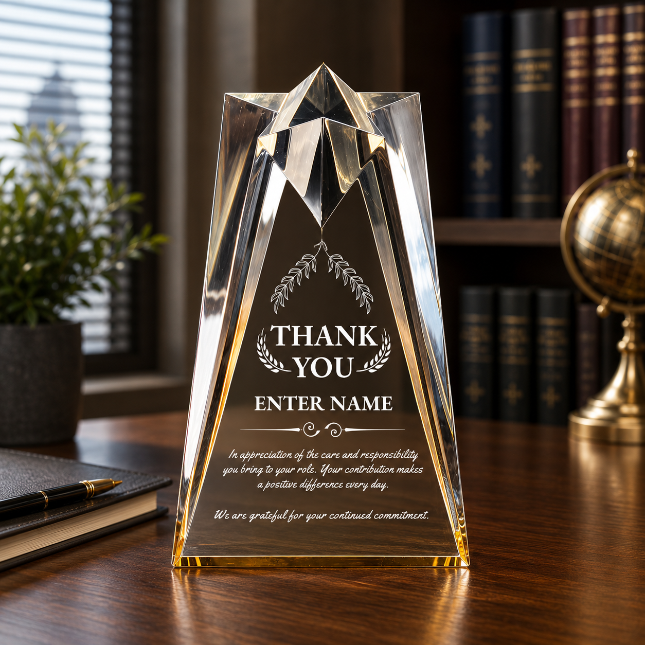 Thank You Awards - Gold Sculpted Star Acrylic Awards - Personalize Online – Choose From 5 Designs