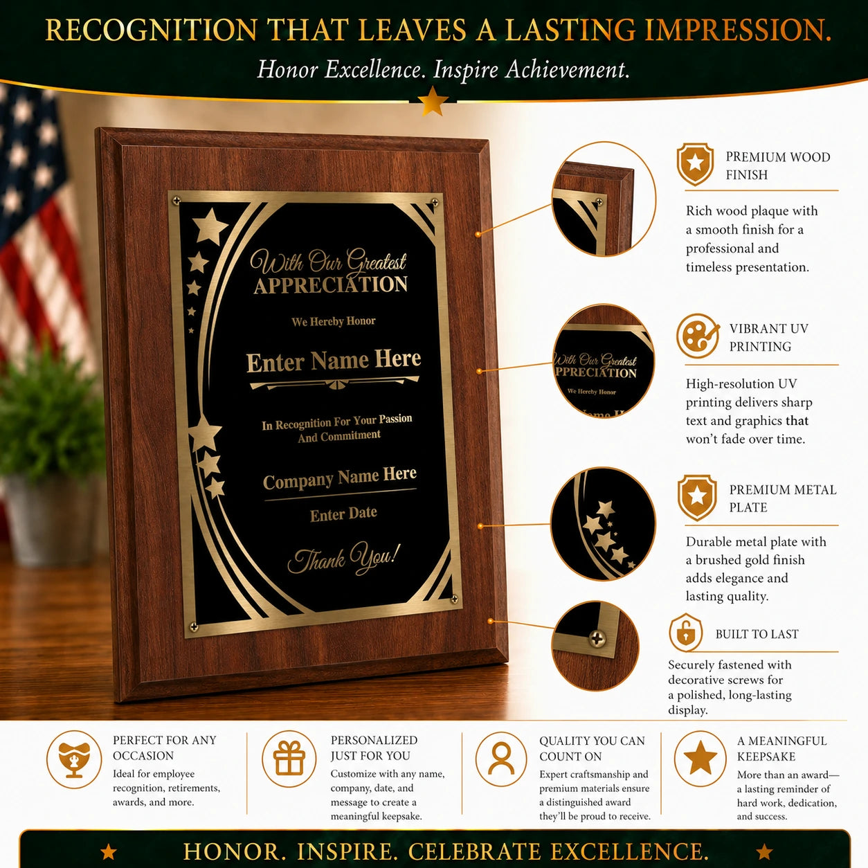With Our Greatest Appreciation Classic Plaque - 4 Frame Colors
