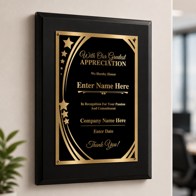 Greatest Appreciation Classic Plaque With Gold Plate - 4 Frame Colors