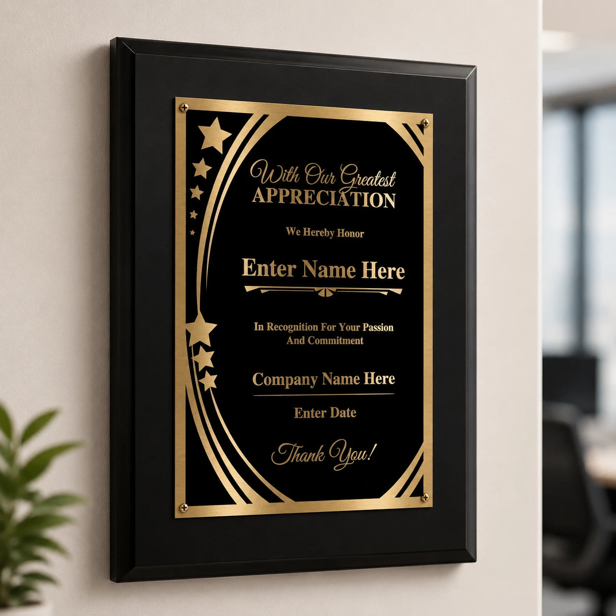 With Our Greatest Appreciation Classic Plaque - 4 Frame Colors