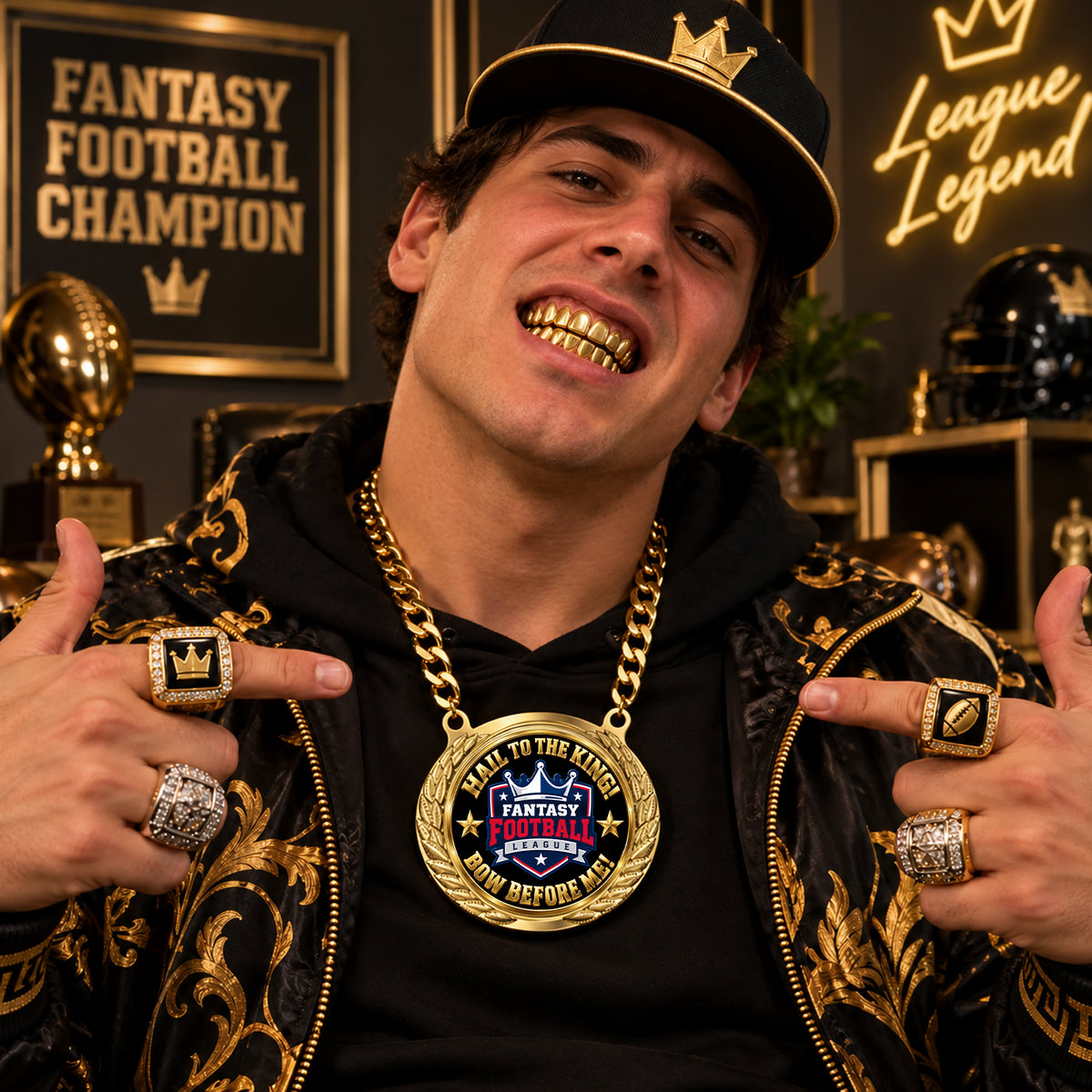 Hail To The King - Bow Before Me Fantasy Football Trophy Medallion