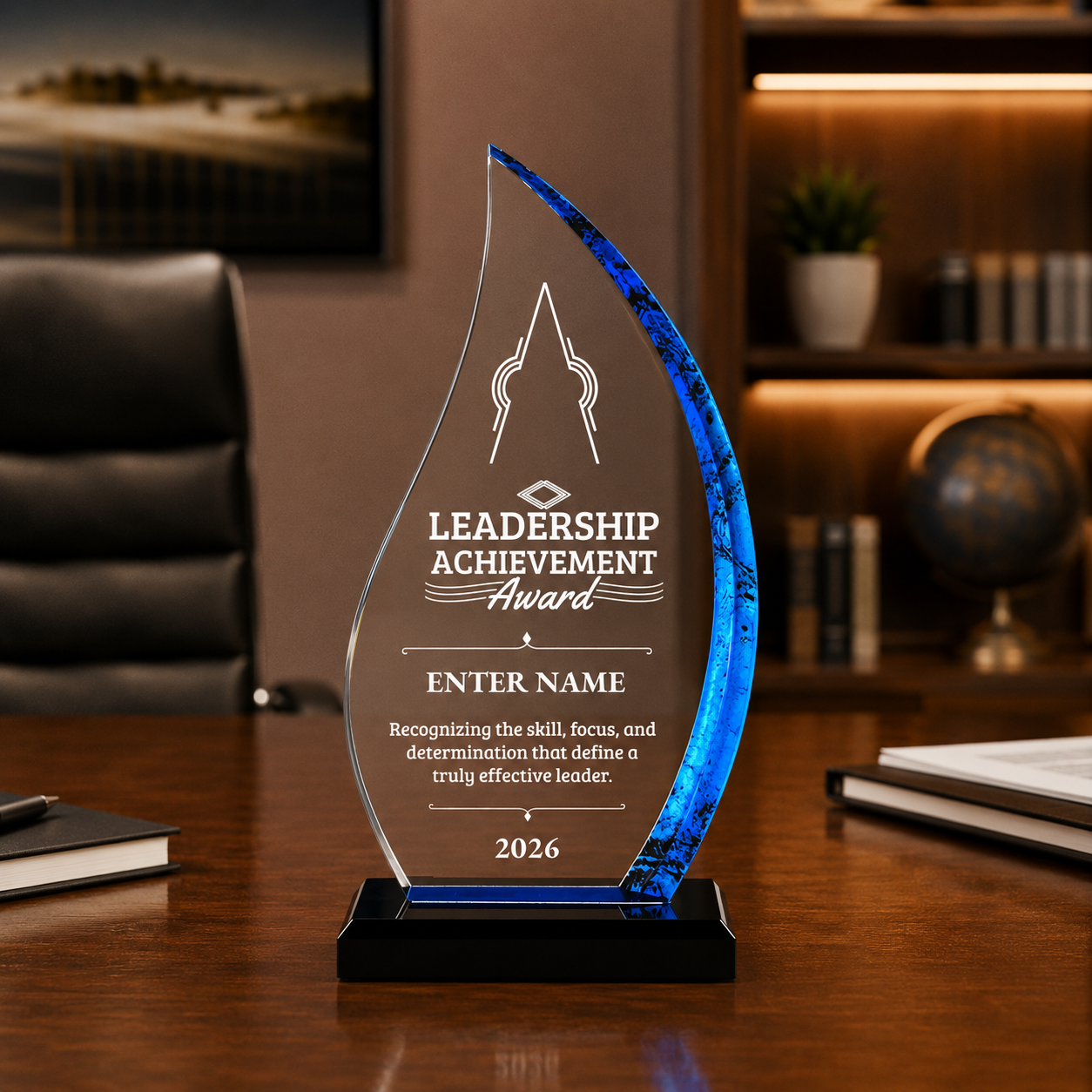 Leadership Awards - Blue Flame Acrylic Awards - Personalize Online – Choose From 5 Designs