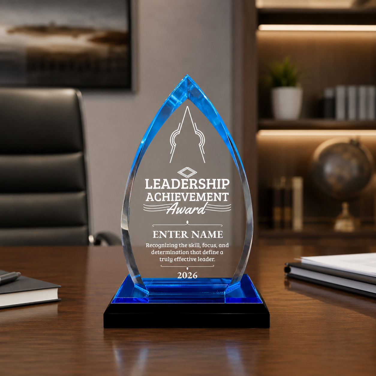 Leadership Awards - Blue Oval Acrylic Awards - Personalize Online – Choose From 5 Designs