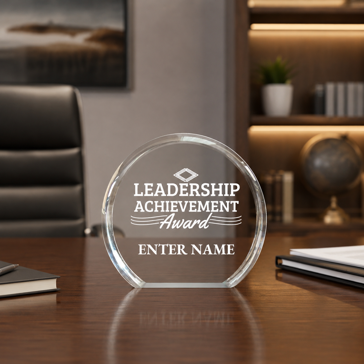 Leadership Awards - Clear Round Acrylic Awards - Personalize Online – Choose From 5 Designs