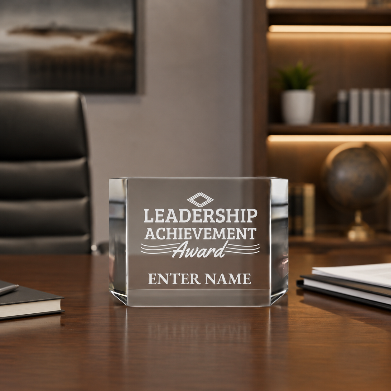 Leadership Awards - Clear Crystal Facet Block Awards - Personalize Online – Choose From 5 Designs