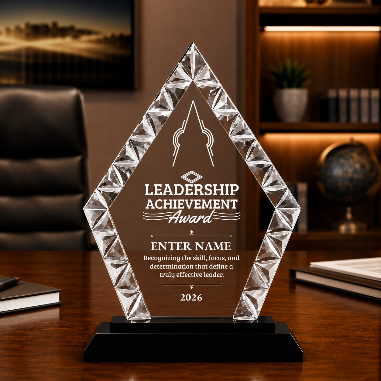 Leadership Awards - Diamond Accent Glass Crystal Awards - Personalize Online – Choose From 5 Designs
