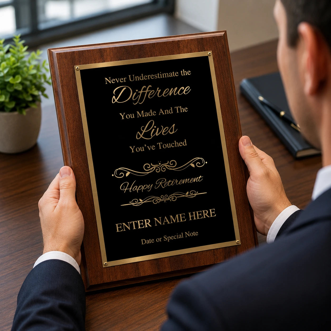 Never Underestimate the Difference You Made Classic Retirement Plaque - 4 Frame Colors - Silver & Gold Plate Options