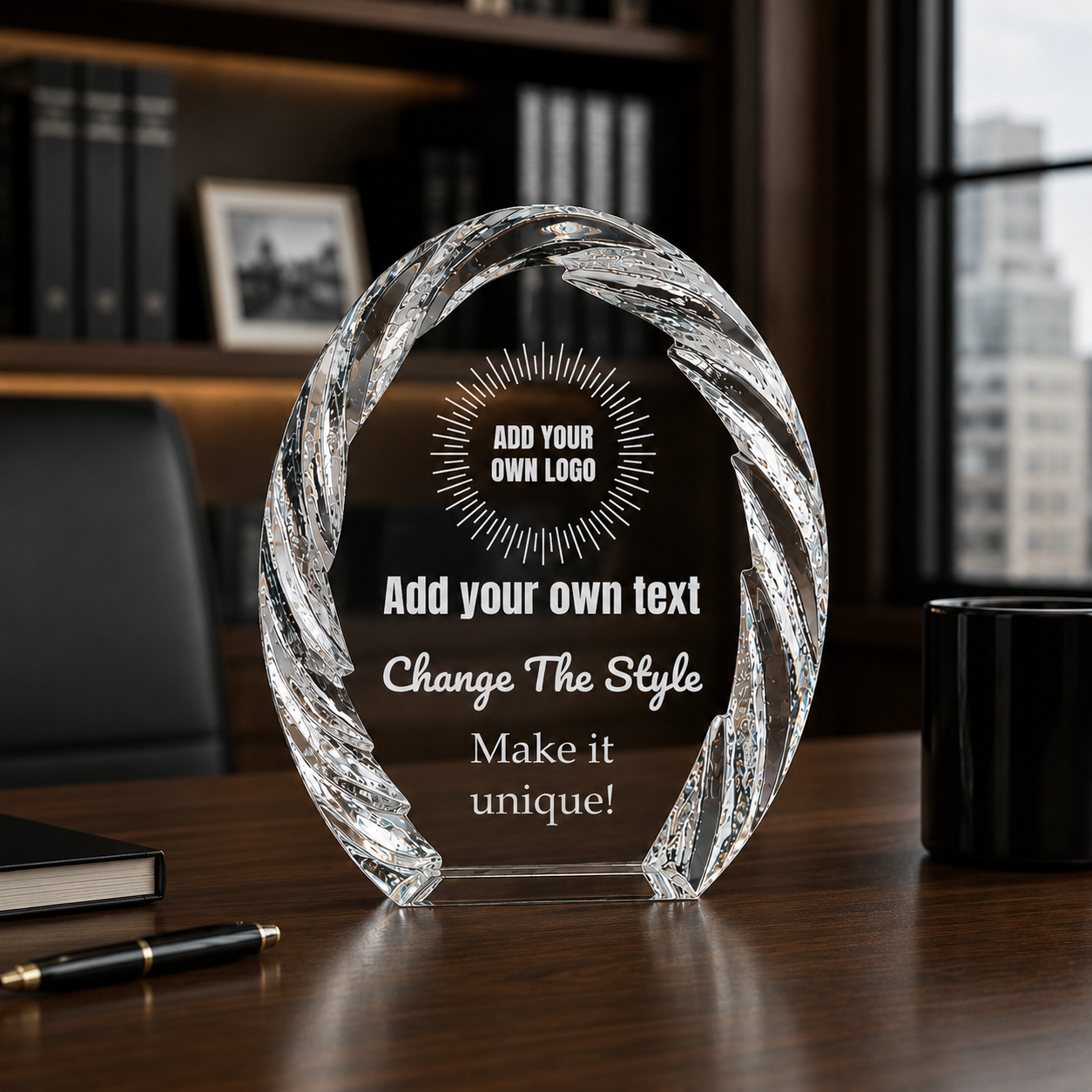 Design Your Own Oval Crystal with Decorative Edge Award
