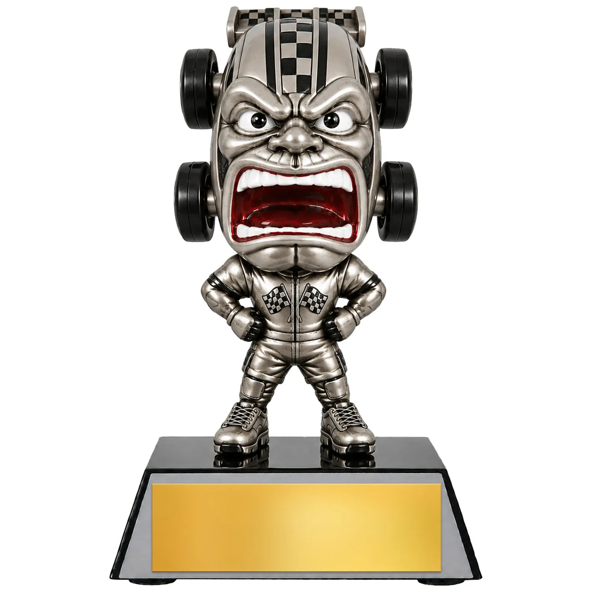 Pinewood Derby Trophies - Racer & Race Day Awards, 6-3/4" Game Face Resin Trophy