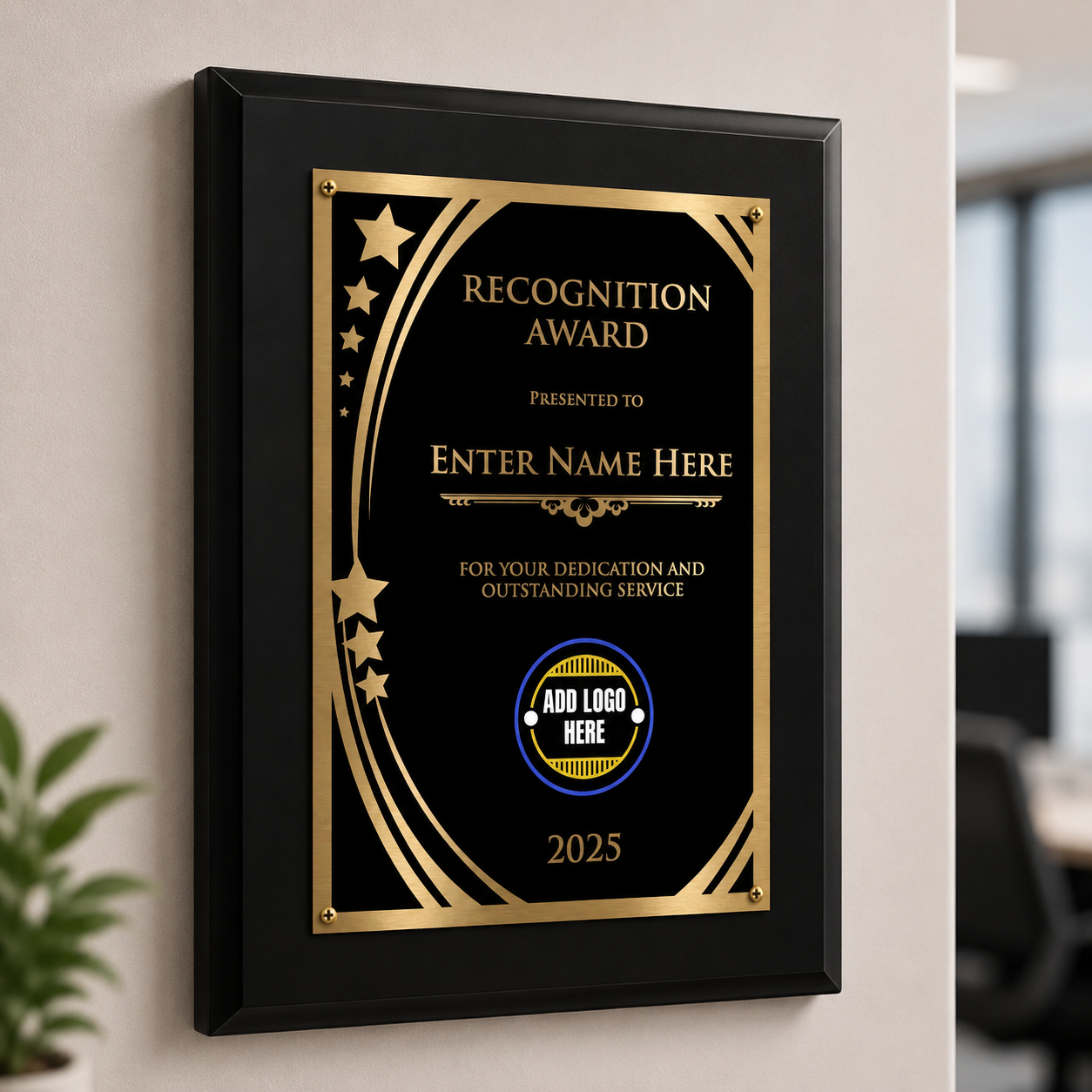 Recognition Classic Plaque With Gold Plate - 4 Frame Colors