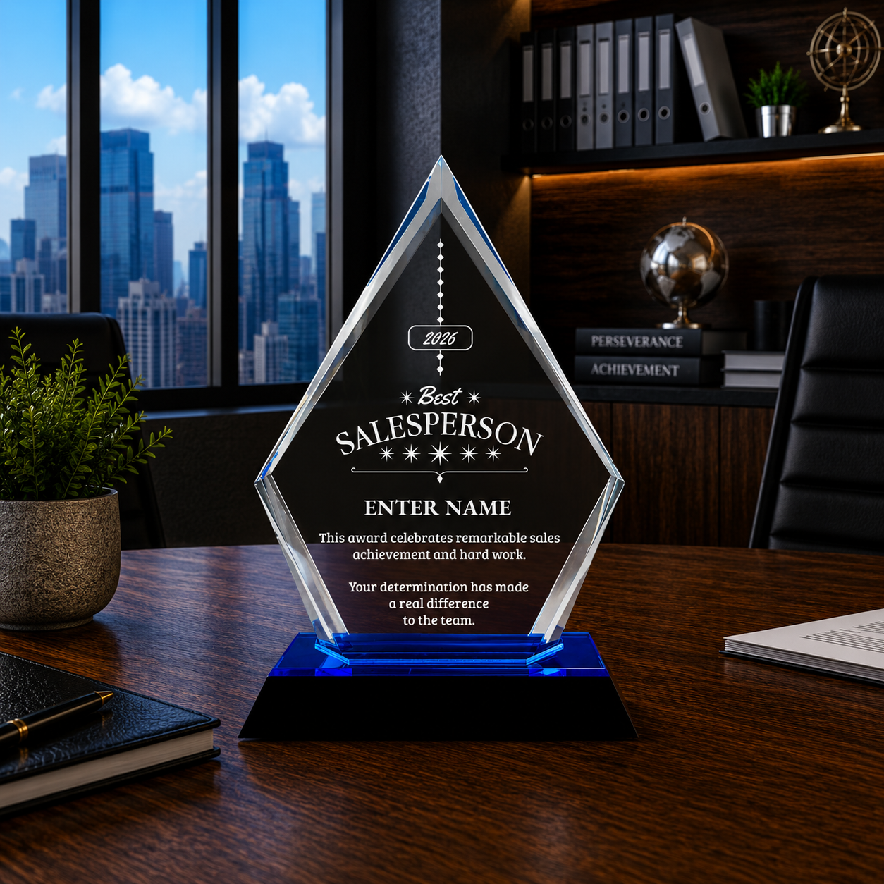 Sales Awards - Blue Arrow Acrylic Awards - Personalize Online – Choose From 5 Designs