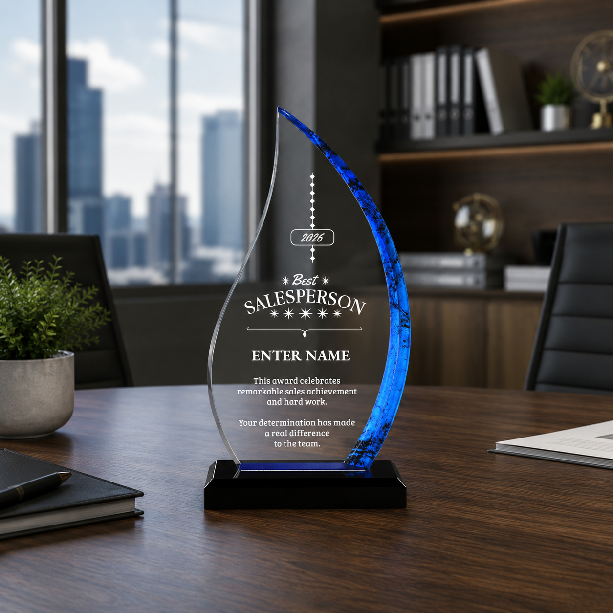 Sales Awards - Blue Flame Acrylic Awards - Personalize Online – Choose From 5 Designs