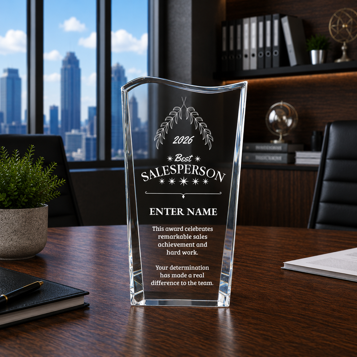 Sales Awards - Clear Crystal Facet Wave Awards - Personalize Online – Choose From 5