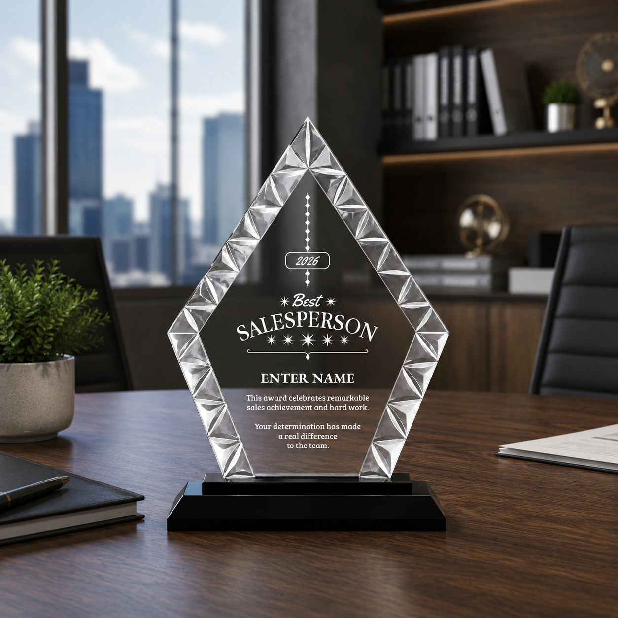 Sales Awards - Diamond Accent Glass Awards - Personalize Online – Choose From 5 Designs