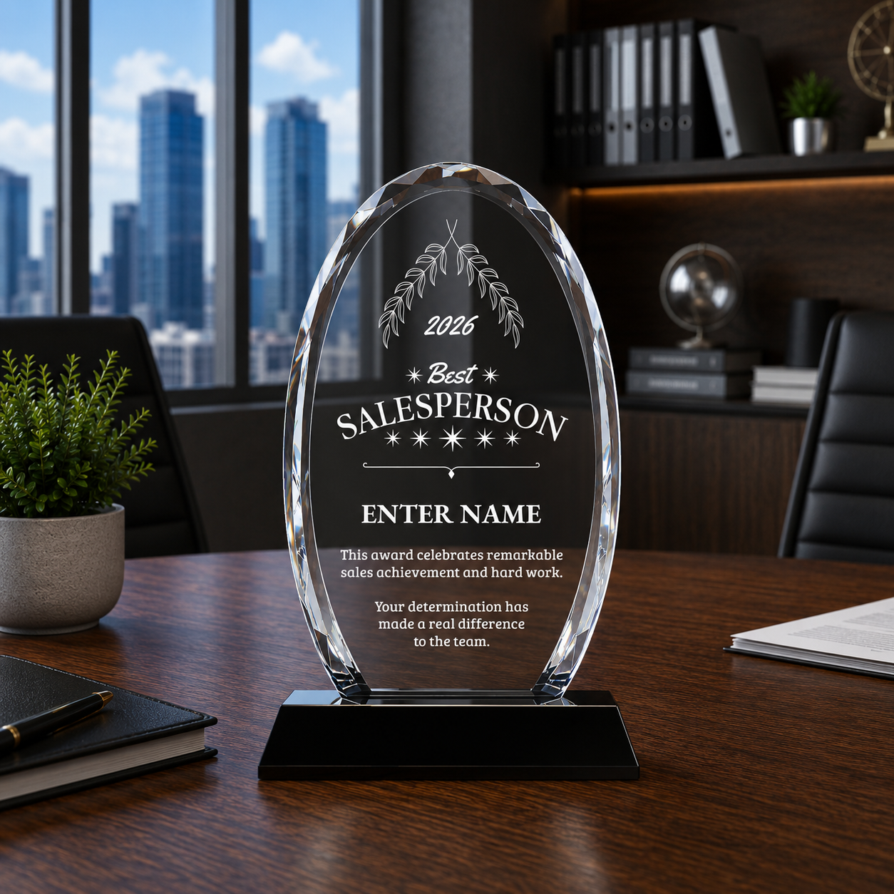 Sales Awards - Optical Crystal Glass Oval Facet Awards - Personalize Online – Choose From 5 Designs