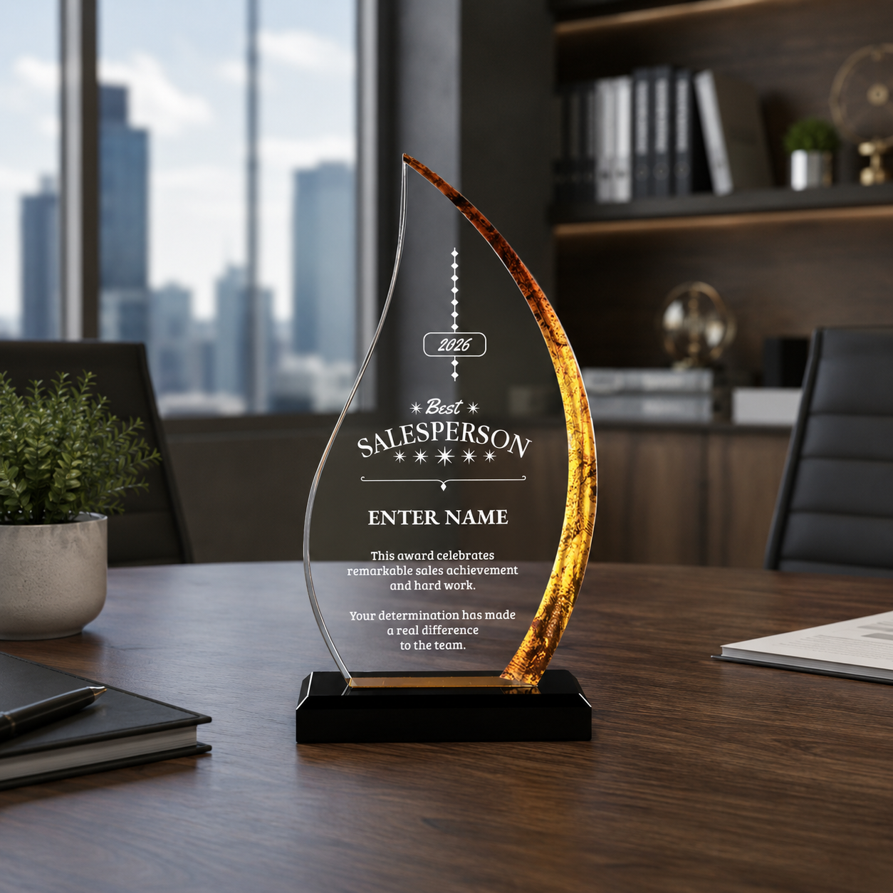 Sales Awards - Gold Flame Acrylic Awards - Personalize Online – Choose From 5 Designs