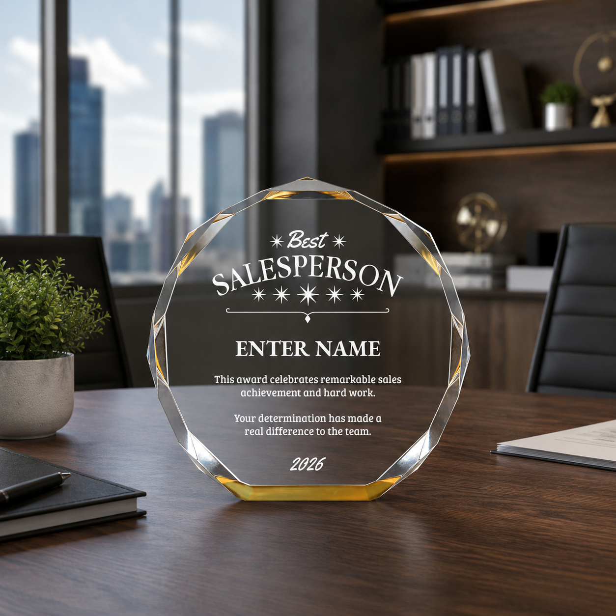 Sales Awards - Gold Octagon Acrylic Awards - Personalize Online – Choose From 5 Designs