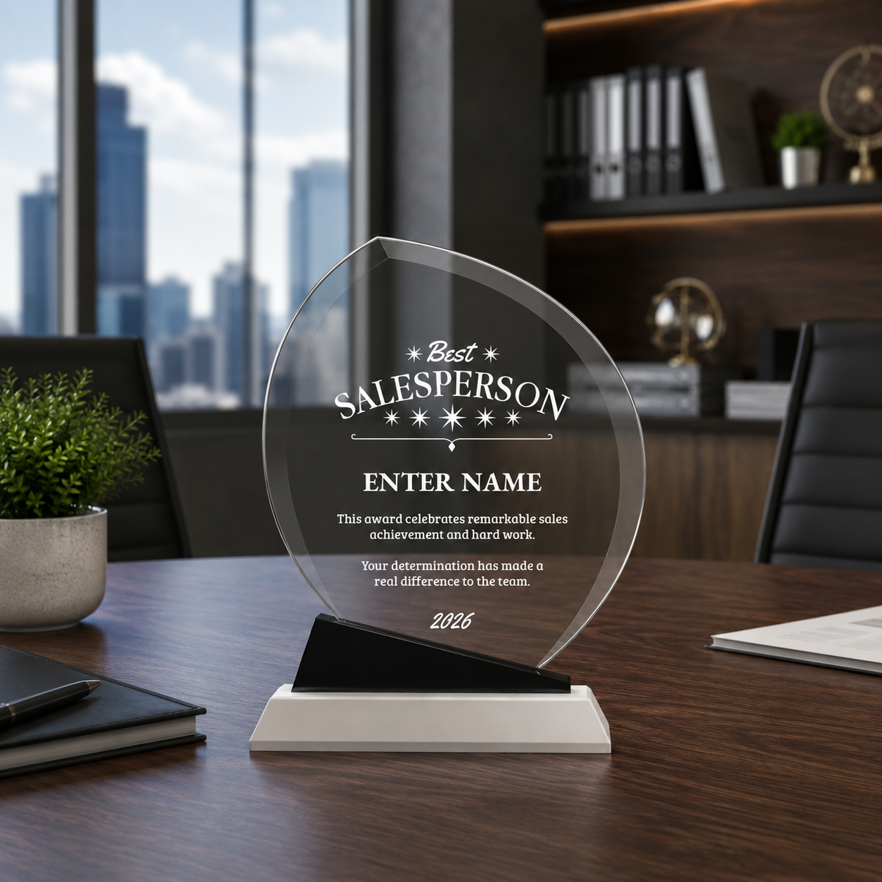Sales Awards - Crystal Oblong with Black Accent Awards - Personalize Online – Choose From 5 Designs