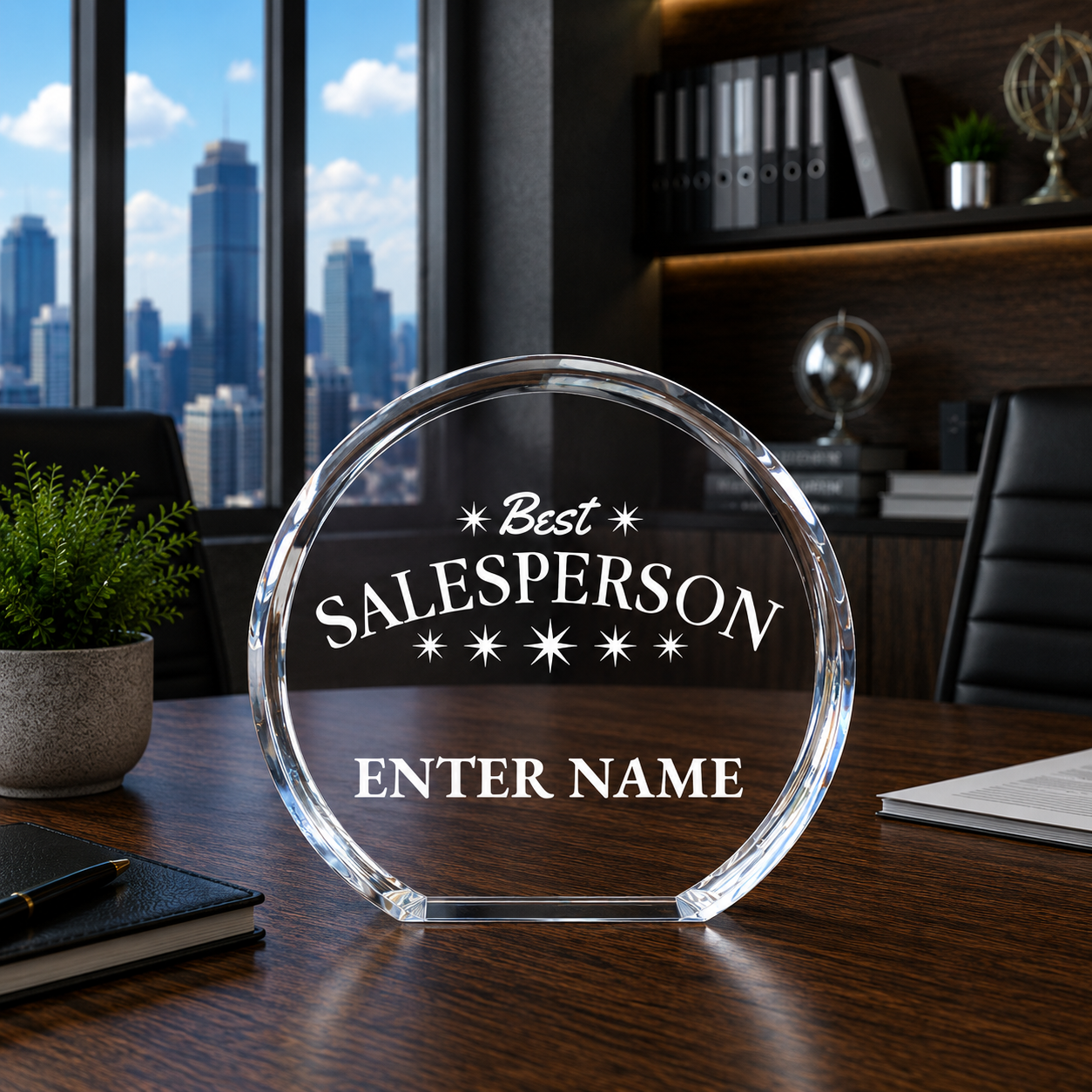 Sales Awards - Clear Round Acrylic Awards - Personalize Online – Choose From 5 Designs