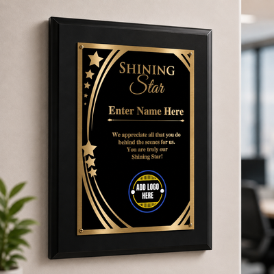 Shining Star Classic Appreciation Plaque With Gold Plate - 4 Frame Colors