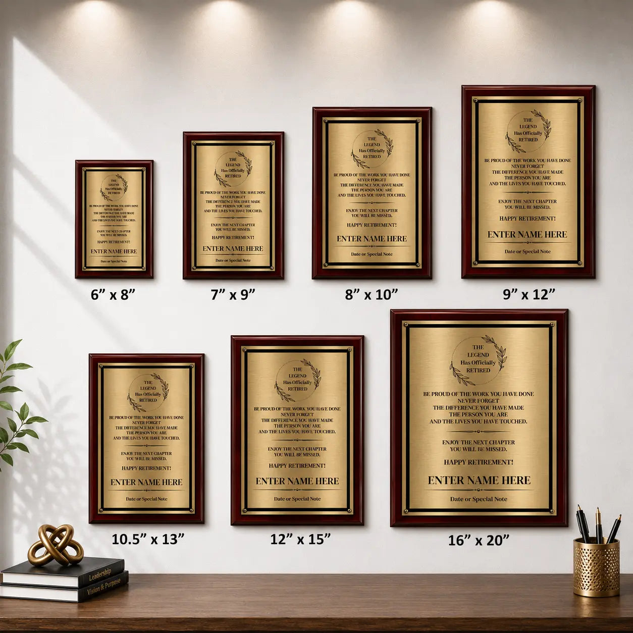 The Legend Has Officially Retired Retirement Plaque - 4 Frame Colors - Brushed Silver & Gold Plate Option