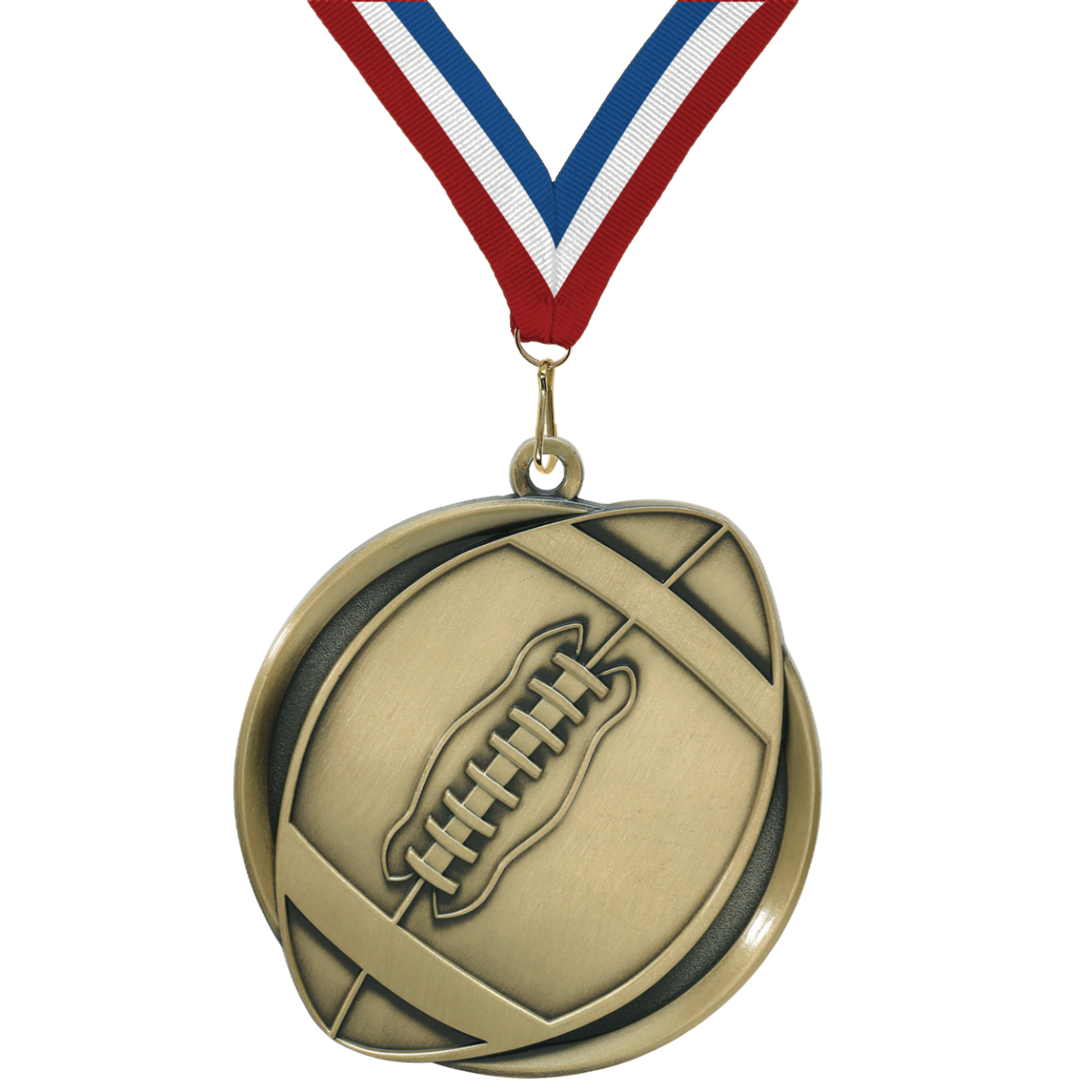 2.25" Football Mega Medal – Gold, Silver & Bronze with 30 Ribbon Options