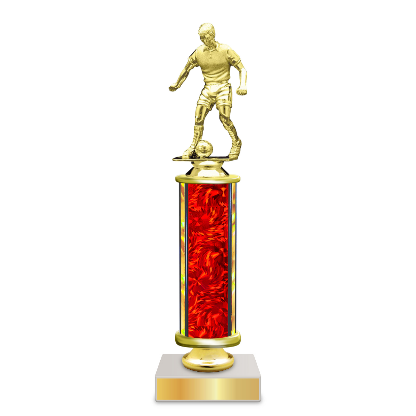 Personalised Soccer Column Trophy / Award 9"– 12" Custom Figurine & Plate