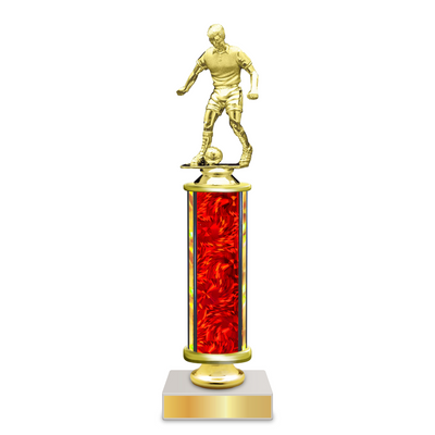 Personalised Soccer Column Trophy / Award 9"– 12" Custom Figurine & Plate