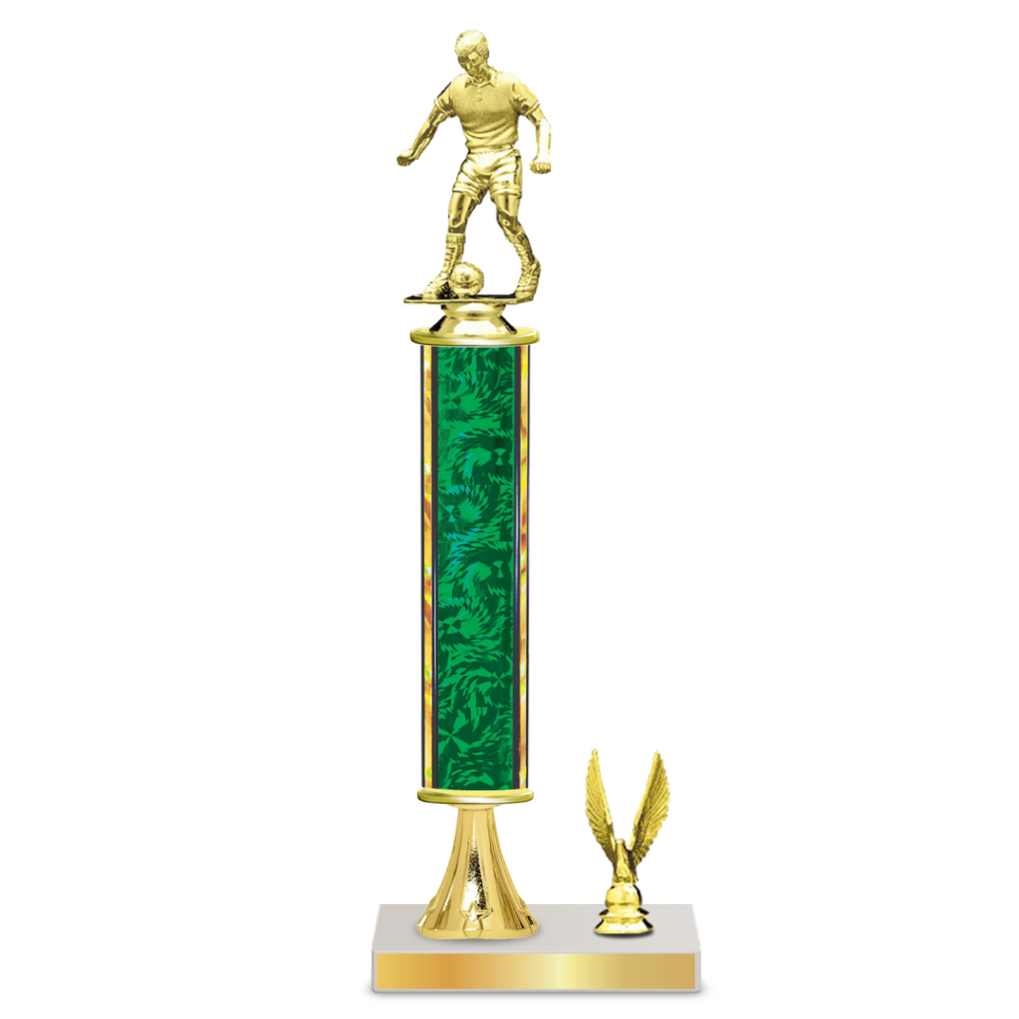 Personalised Soccer Column Trophy / Award 13"– 16" Custom Figurine & Plate
