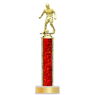 Personalised Soccer Column Trophy / Award 9 3/4"– 12 3/4" Custom Figurine & Plate