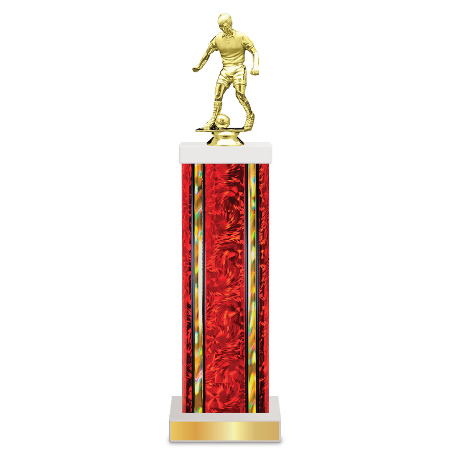Personalised Soccer Column Trophy / Award 11"– 14" Custom Figurine & Plate