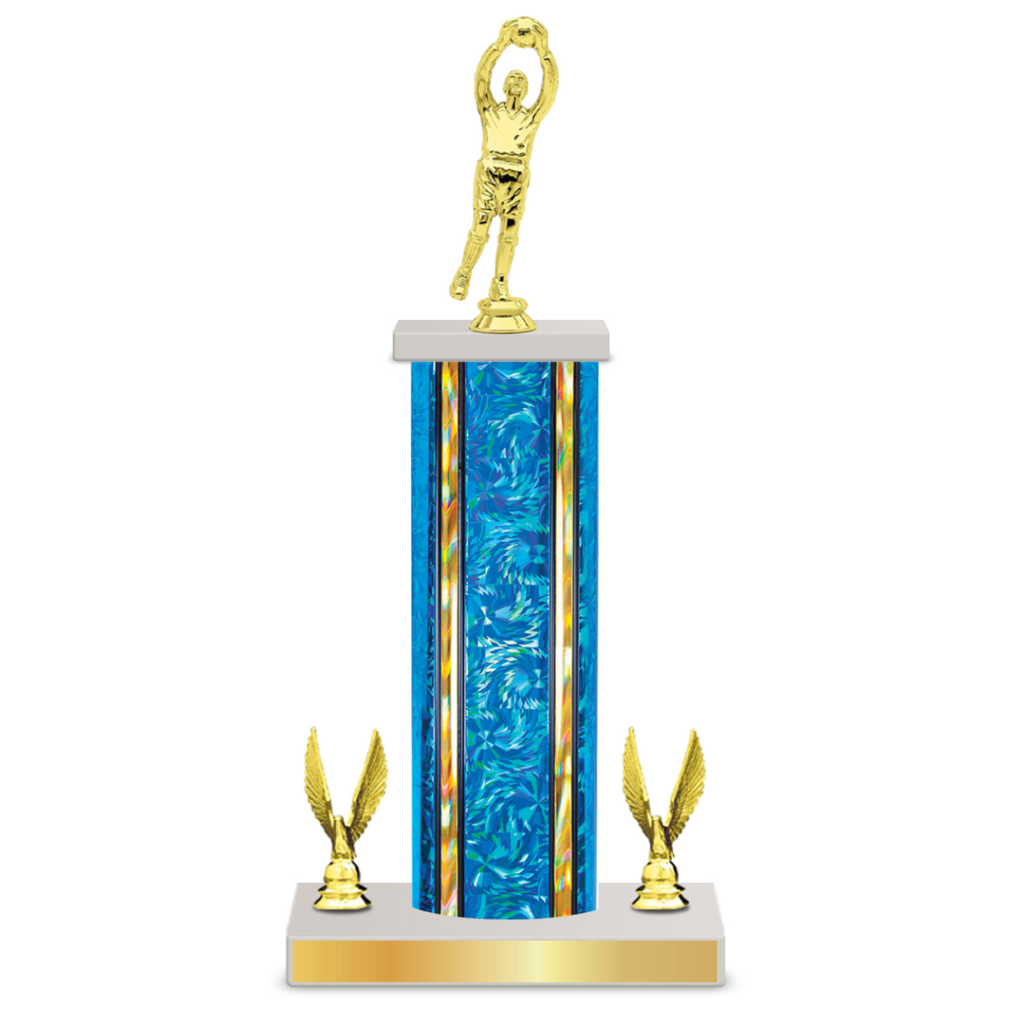 Personalised Soccer Column Trophy / Award 12"– 15" Custom Figurine & Plate