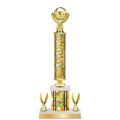 Personalised Soccer Column Trophy / Award 15"– 18" Custom Figurines & Plate