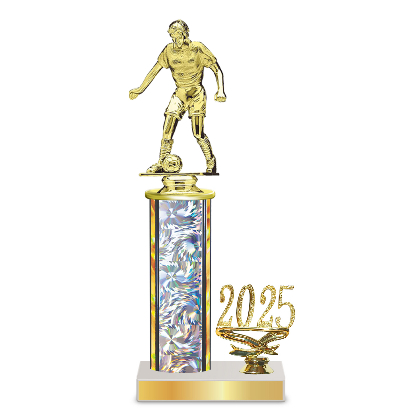 Personalised Soccer Column Trophy / Award 10"– 13" Custom Figurines & Plate