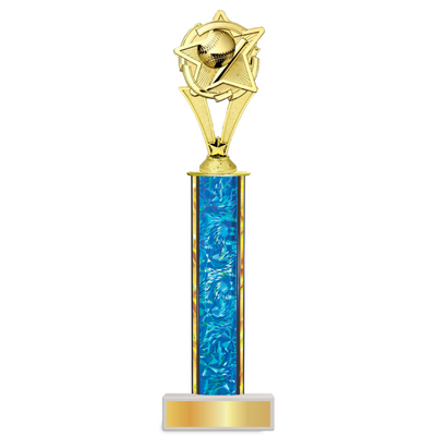 Personalised Baseball Column Trophy / Award 9 3/4"– 12 3/4" Custom Figurine & Plate
