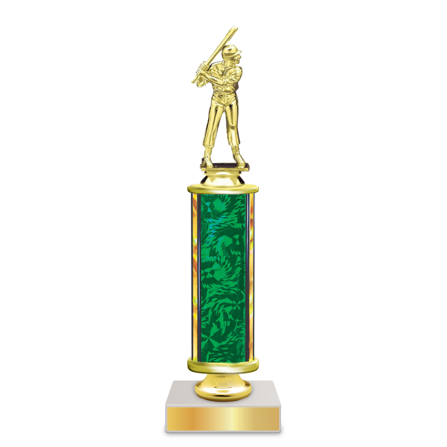 Personalised Baseball Column Trophy / Award 9"–12" Custom Figurine & Plate